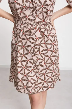 Robe chemisier courte en coton imprimé avec ceinture bandeau