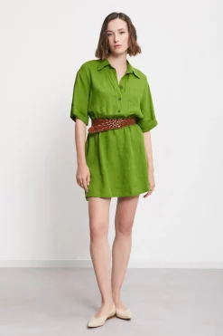 Robe chemisier courte en lin