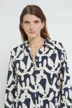 Robe chemisier en popeline imprimée