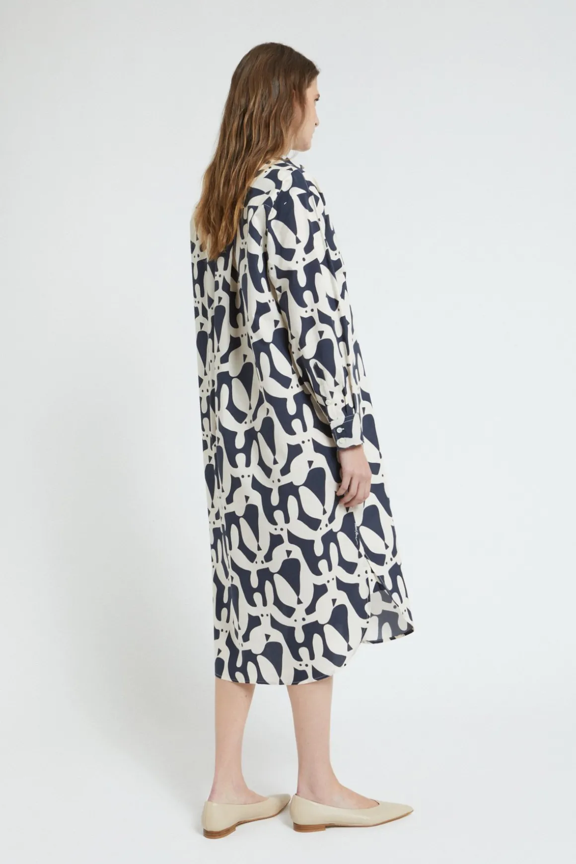 Robe chemisier en popeline imprimée