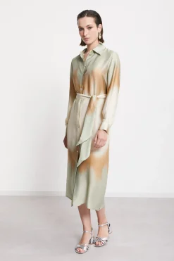 Robe chemisier longue en viscose imprimée