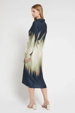 Robe chemisier longue en viscose imprimée