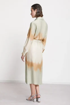 Robe chemisier longue en viscose imprimée