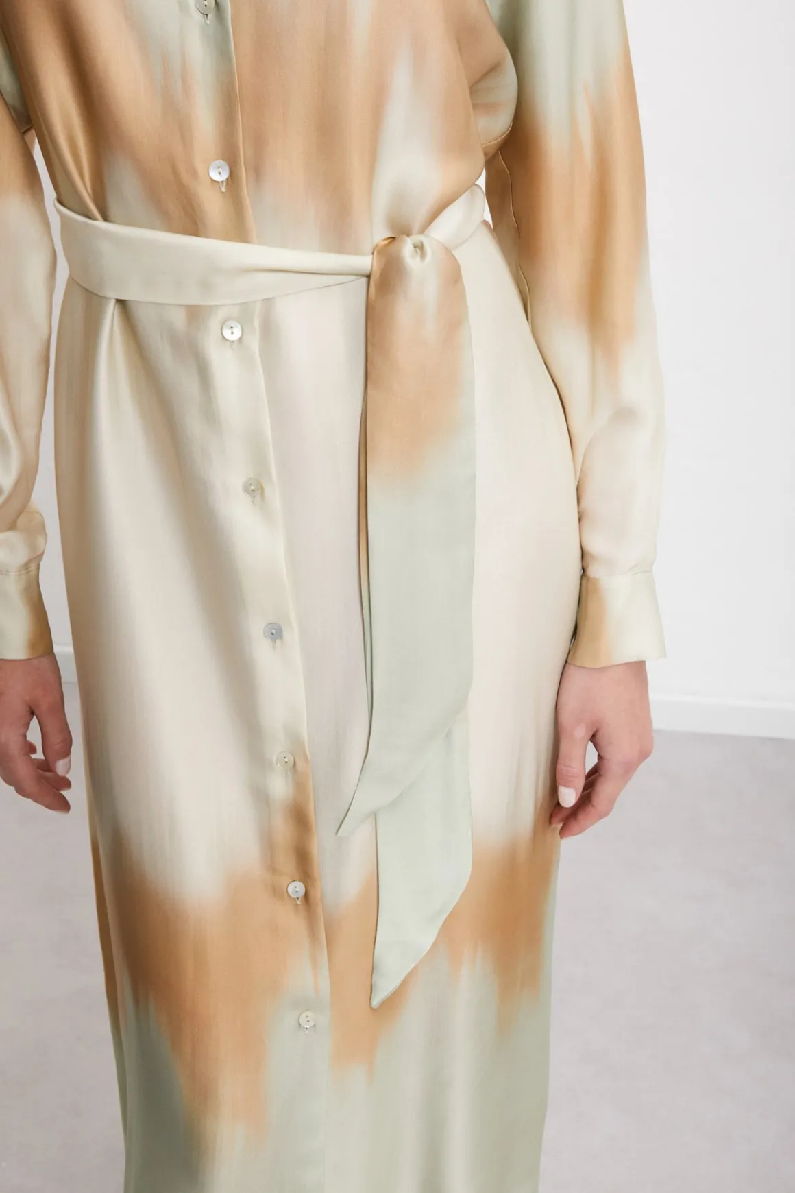 Robe chemisier longue en viscose imprimée