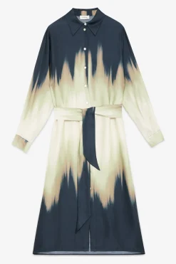 Robe chemisier longue en viscose imprimée