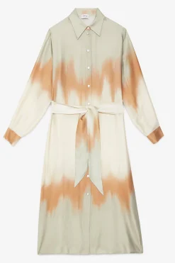 Robe chemisier longue en viscose imprimée