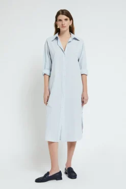 Robe chemisier midi en popeline