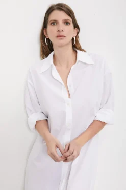 Robe chemisier midi en popeline