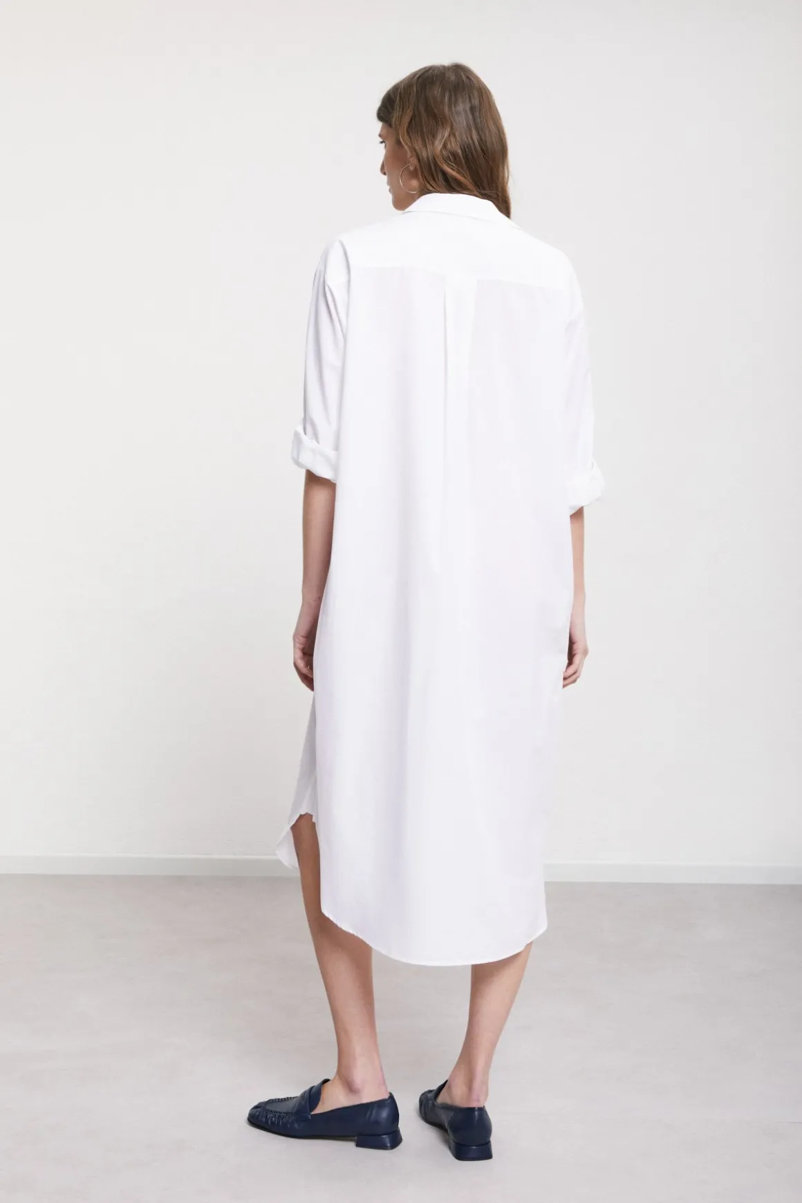 Robe chemisier midi en popeline