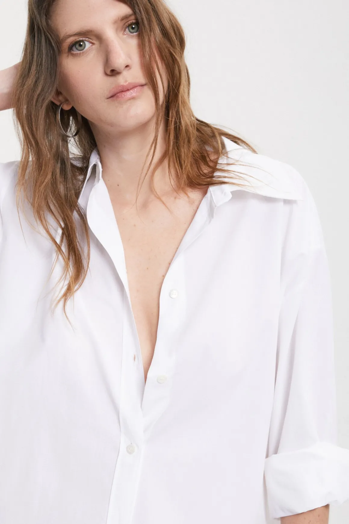 Robe chemisier midi en popeline