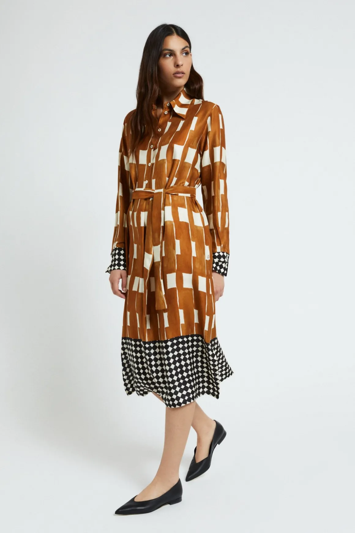 Robe chemisier midi en viscose