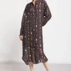 Robe chemisier midi imprimée avec col mao