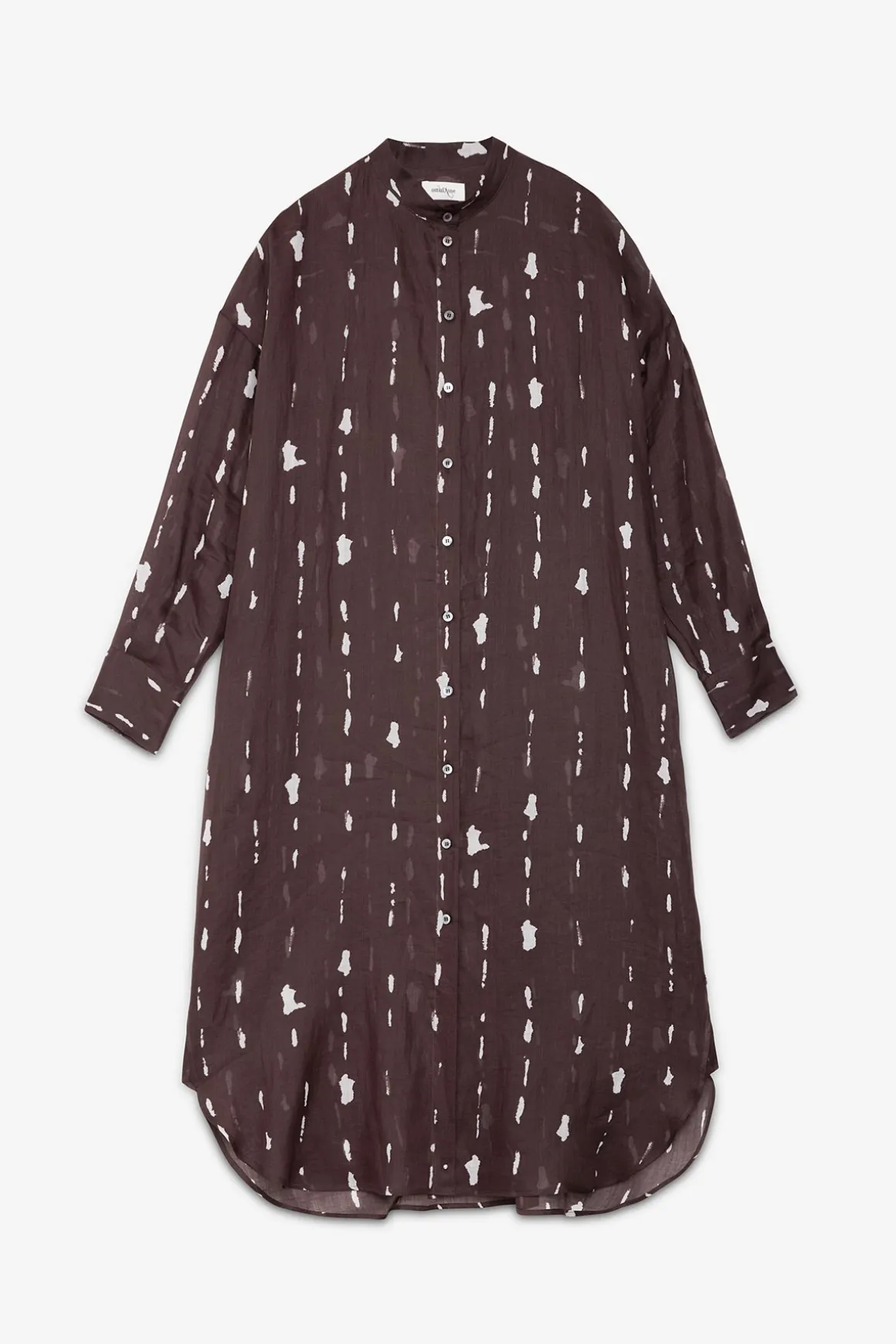 Robe chemisier midi imprimée avec col mao