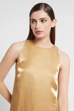 Robe courte en lin et viscose