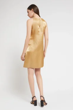 Robe courte en lin et viscose
