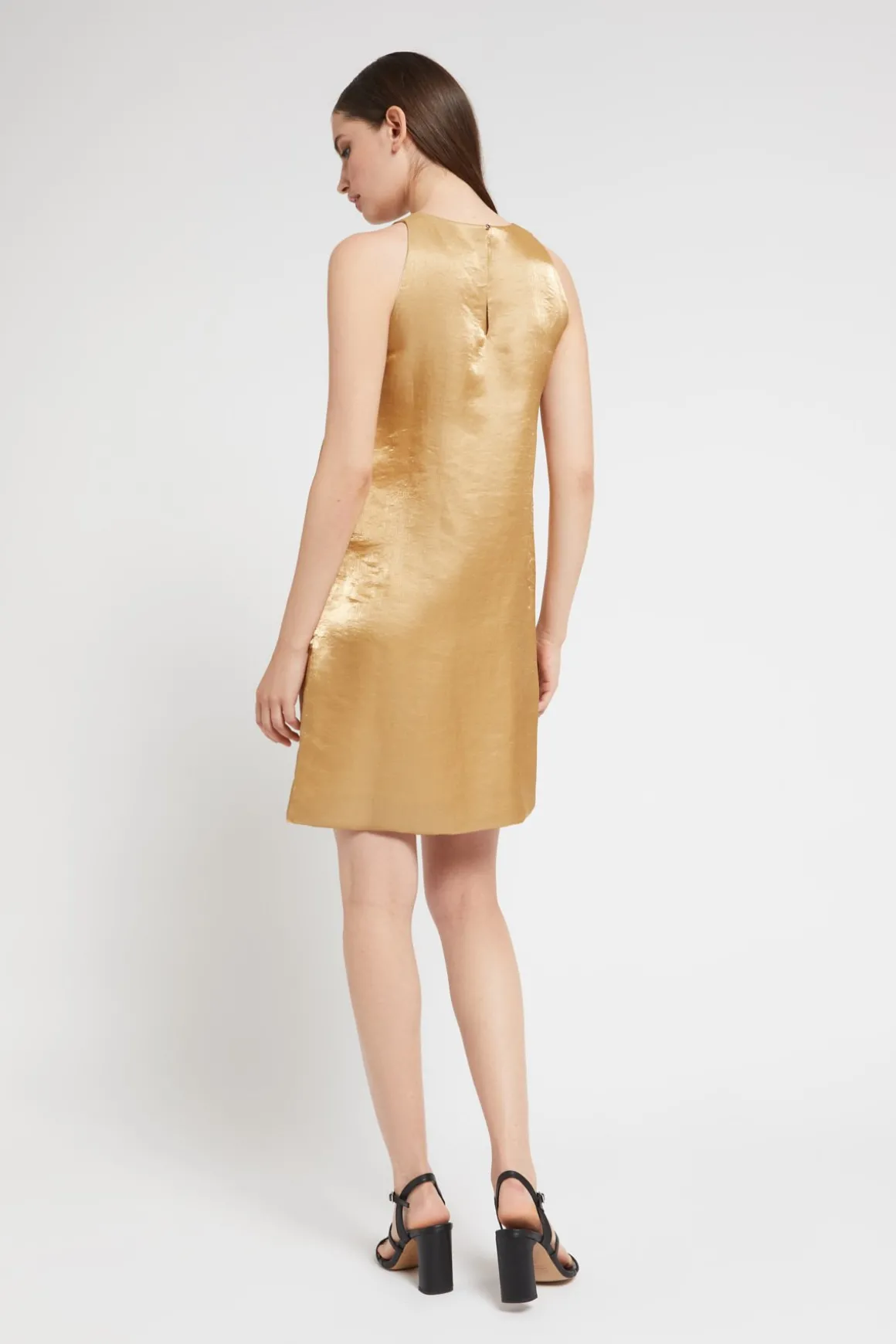 Robe courte en lin et viscose