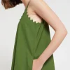 Robe longue en coton avec broderie à oeillets
