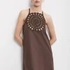 Robe longue en coton avec application au crochet
