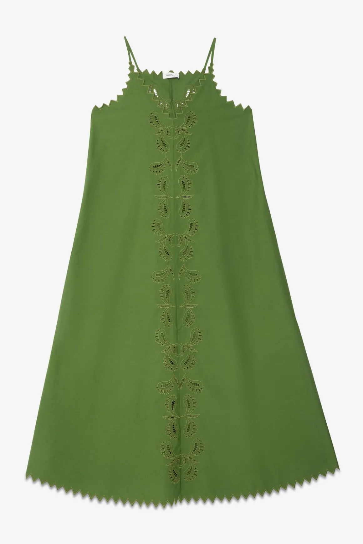Robe longue en coton avec broderie à oeillets