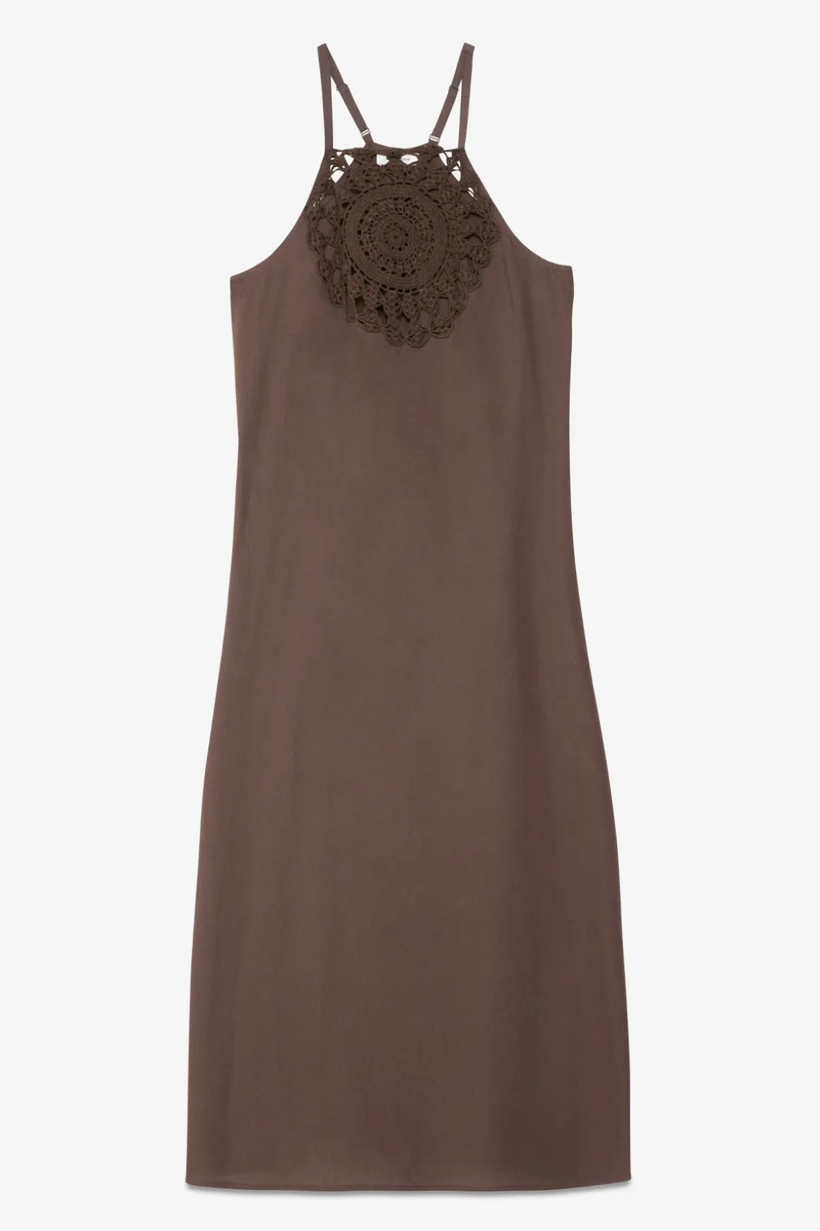 Robe longue en coton avec application au crochet