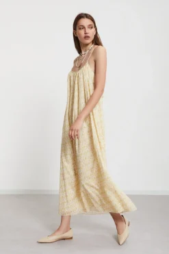 Robe longue en coton imprimé