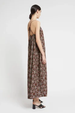 Robe longue en coton imprimé