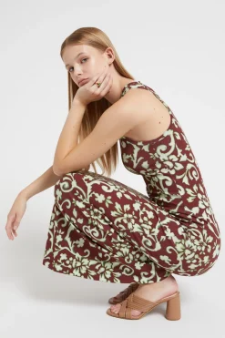 Robe longue en jersey de coton imprimé