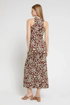 Robe longue en jersey de coton imprimé