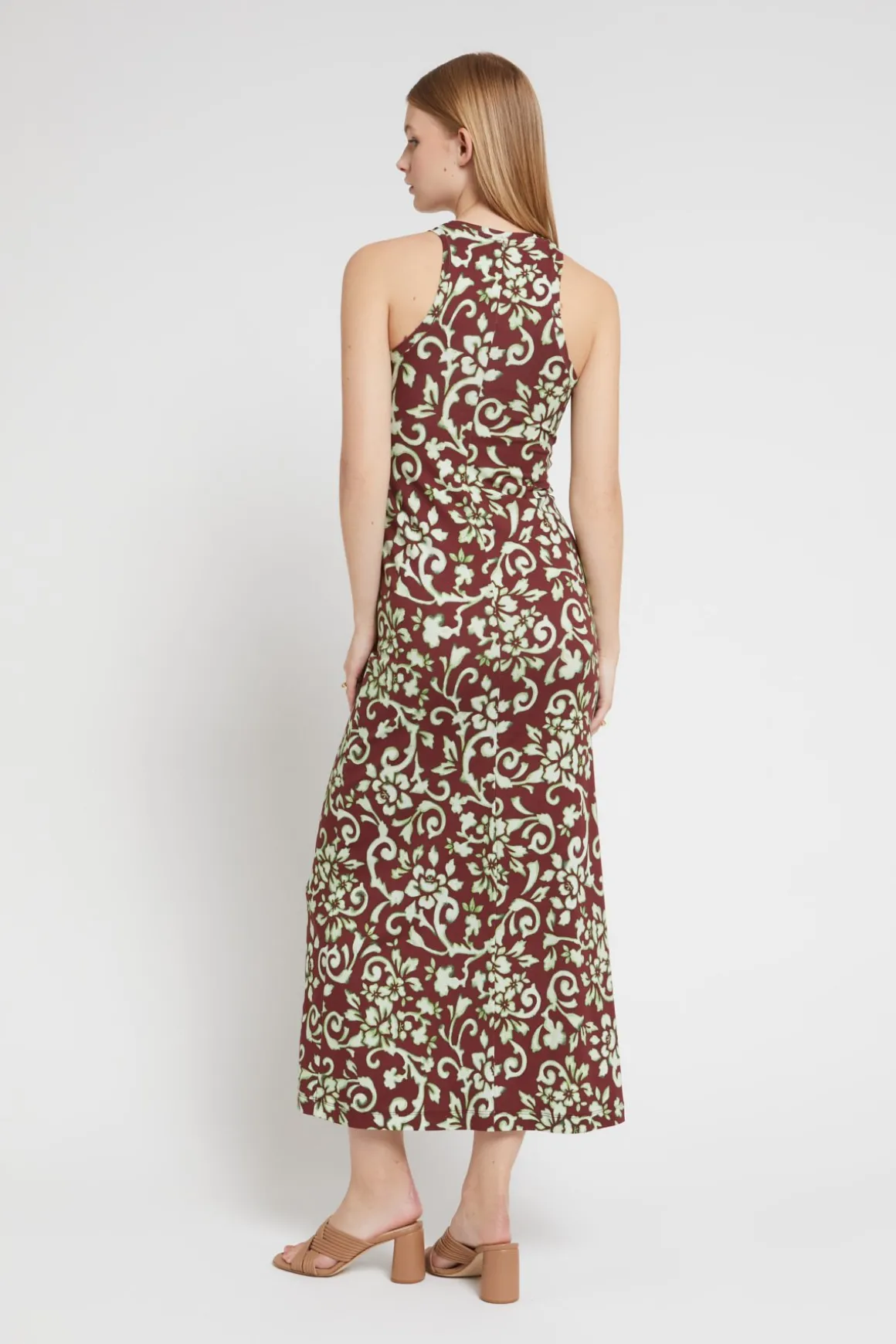 Robe longue en jersey de coton imprimé