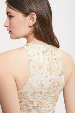Robe longue en jersey de coton imprimé