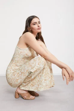 Robe longue en jersey de coton imprimé