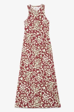 Robe longue en jersey de coton imprimé