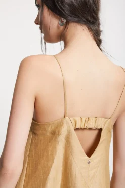 Robe longue en lin effet satin