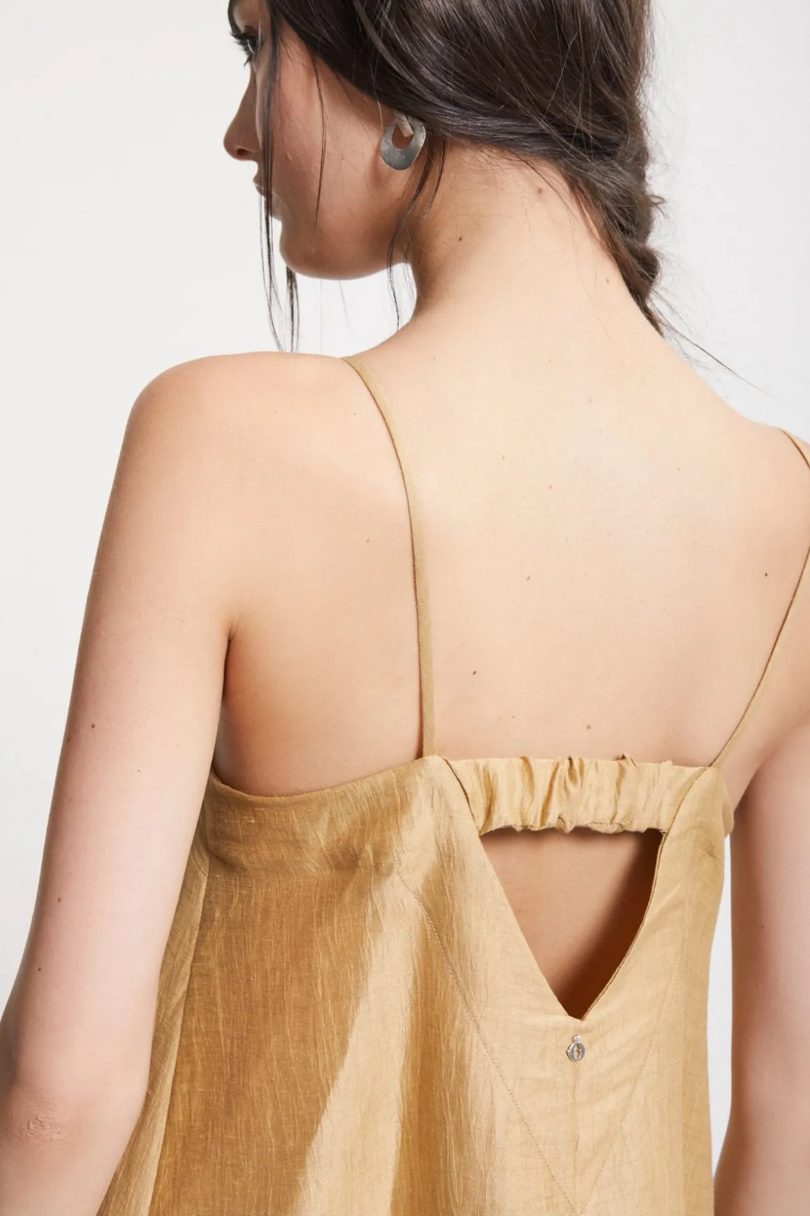 Robe longue en lin effet satin