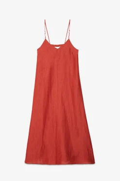 Robe longue en lin effet satin