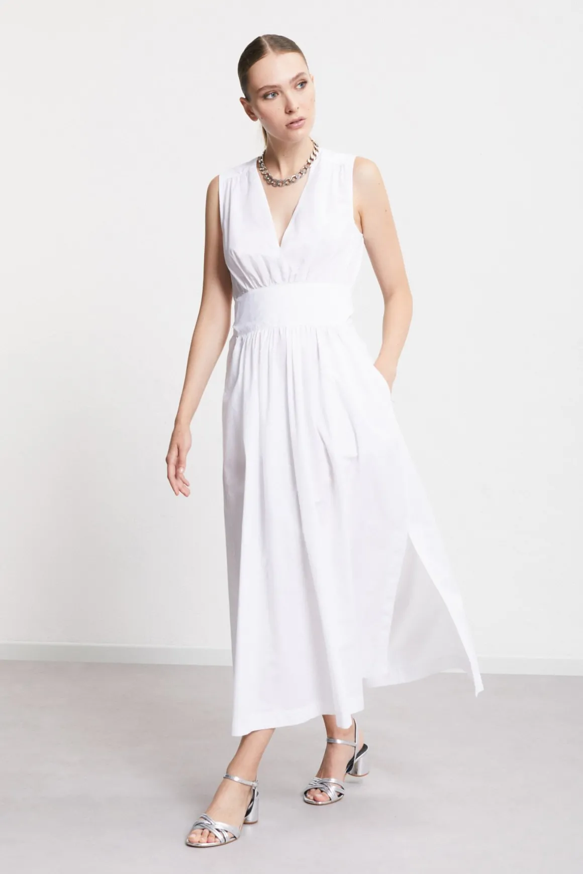 Robe longue en popeline