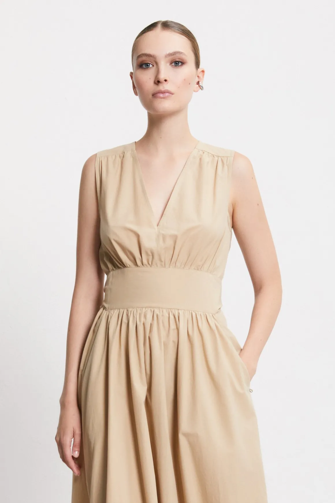 Robe longue en popeline