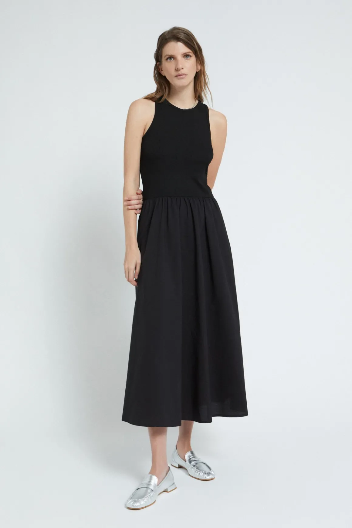 Robe longue en popeline