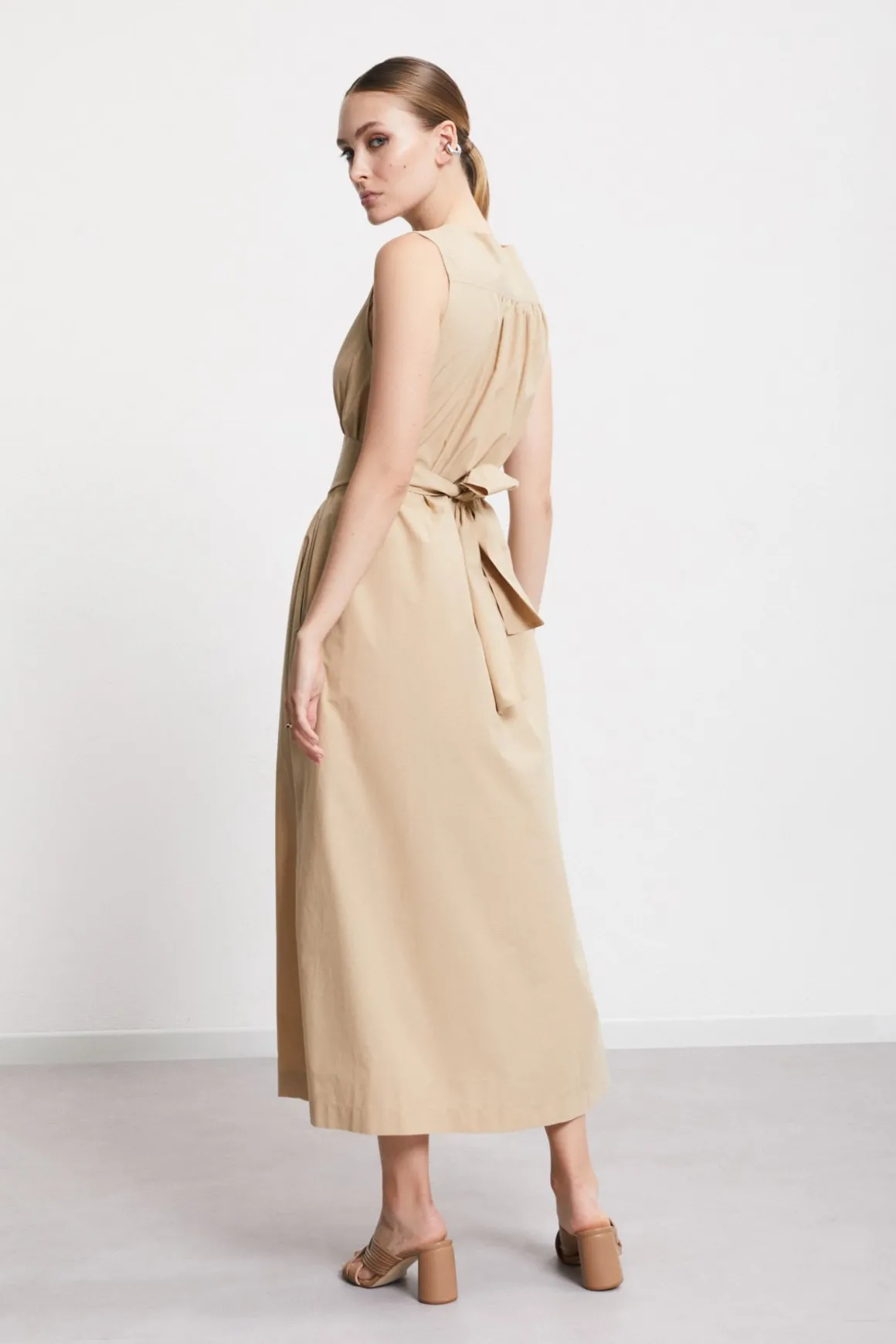 Robe longue en popeline