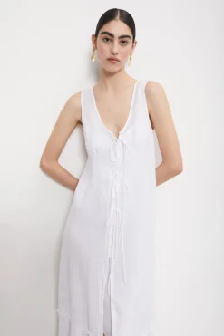 Robe longue en ramie avec lacet coulissant