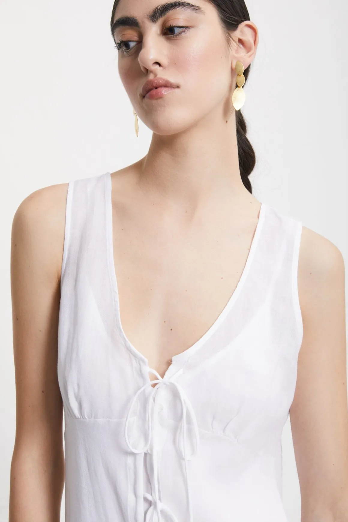 Robe longue en ramie avec lacet coulissant