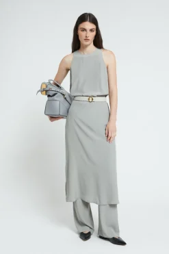 Robe longue en soie mélangée