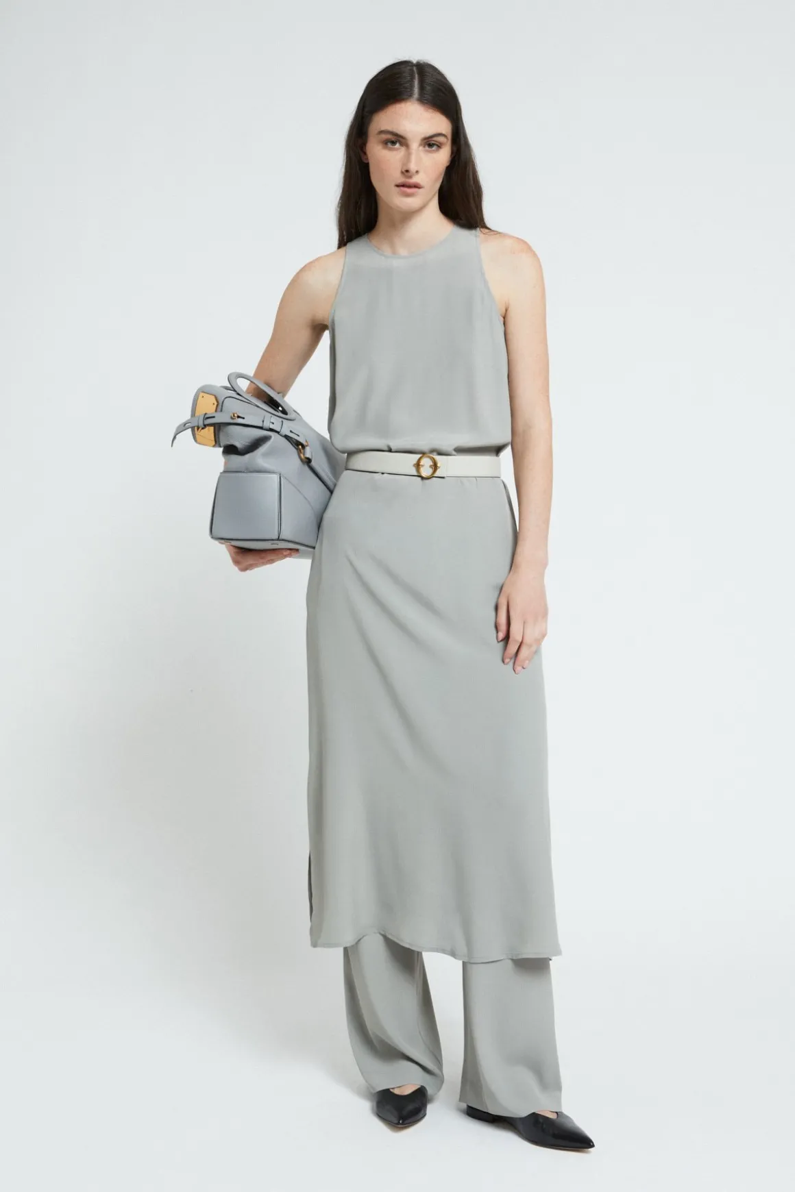Robe longue en soie mélangée