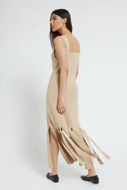 Robe longue en viscose avec franges