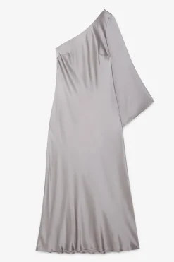 Robe longue en viscose avec épaules asymétriques