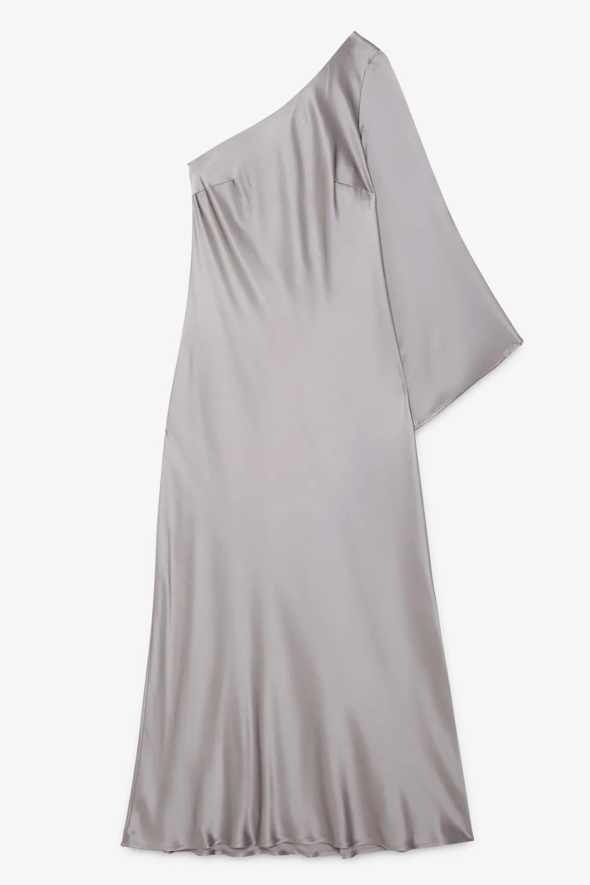 Robe longue en viscose avec épaules asymétriques