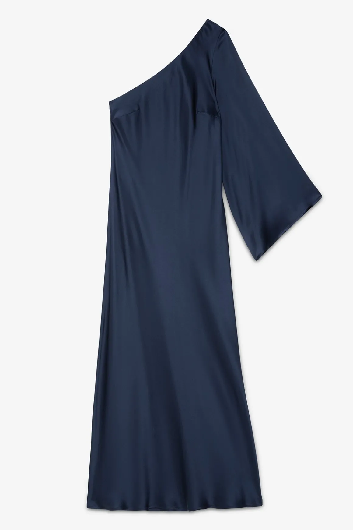 Robe longue en viscose avec épaules asymétriques