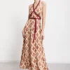 Robe longue en viscose imprimée