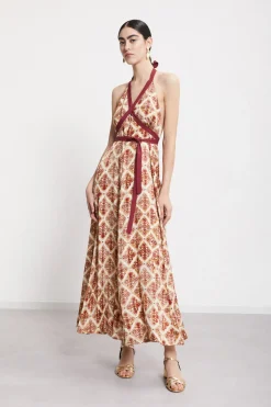Robe longue en viscose imprimée