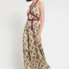 Robe longue en viscose imprimée